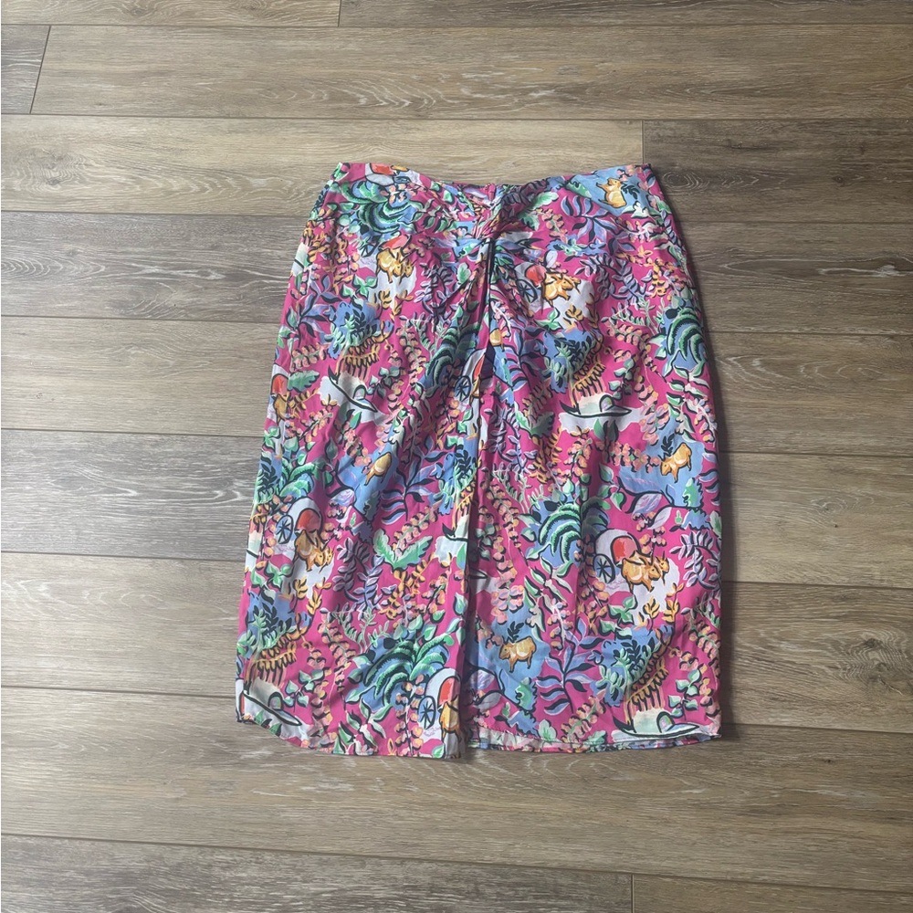 J. McLaughlin Blakely Rose Freshfield Skirt Sz 12 Wrap Floral Tropical Beach